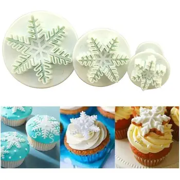 

3pcs/Set Christmas Snowflake Plunger Cutter Cake Mold DIY Fondant Cake Sugarcraft Decor Baking Tools Cake Making Cutter Mould