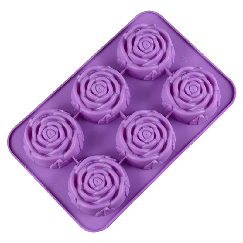 

6 Hole Valentine Rose 3D Silicone Cake Baking Pan Muffin Cups Handmade Soap Mould Soap Chocolate DIY Mold Pudding Ice Mold Tray
