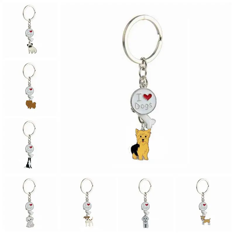 

Cute I LOVE DOG Key Chain Metal Pet Jack Russell Key Chain Ring Home Decorations Keyring LYY9138