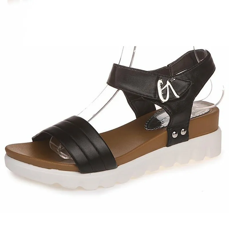 

2019 Women Sandals Summer White Black Wedge Sandals Open Toe Platform Sandalias Ladies Gladiator Sandals Women XKD4304