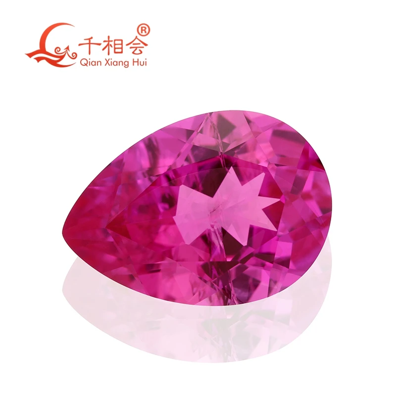 

pear shape natura l cut rub y 3# including minor cracks and inclusions synthetic corundum loose gem stone
