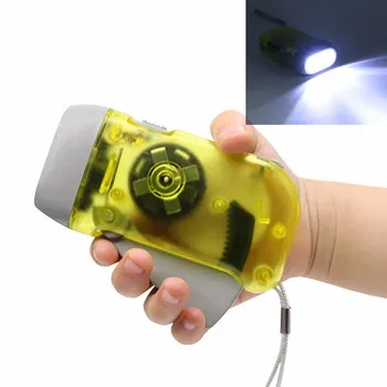 

3 LED Hand Pressing Dynamo Crank Power Wind Up Flashlight Torch Light Crank Camping Lamp Light Random Color