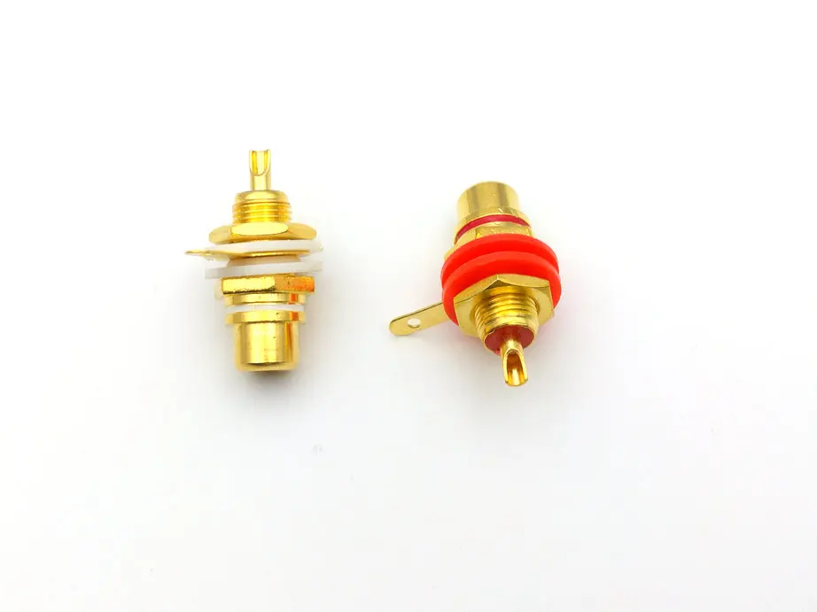 

100pcs Gold Plated RCA Female Jack Panel Mount Chassis Socket Red + white