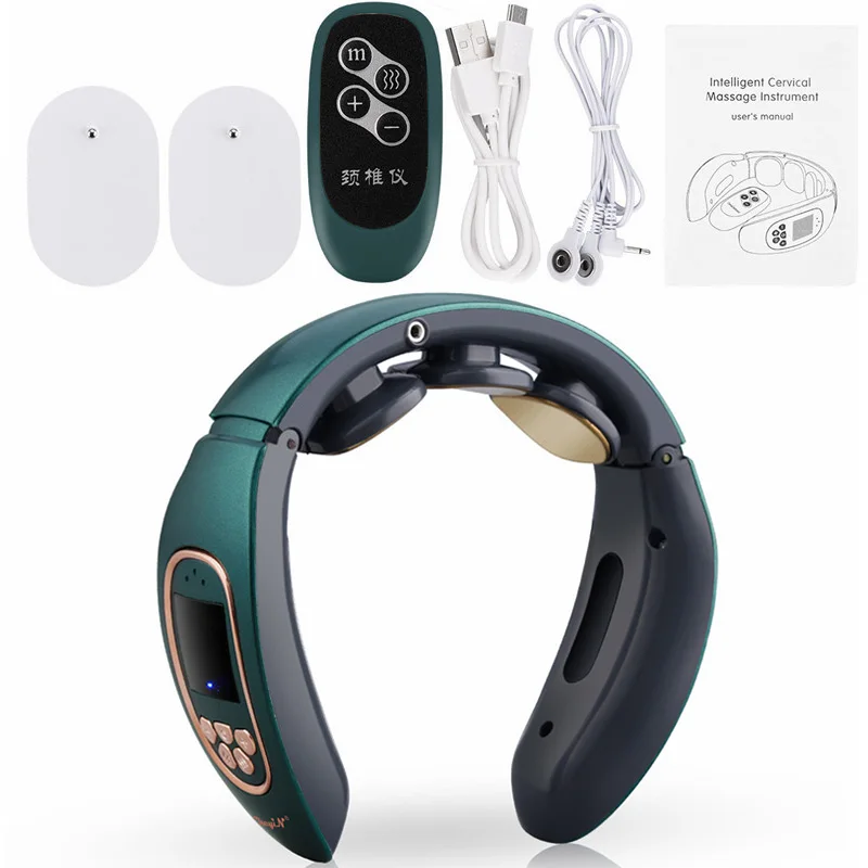 CkeyiN TENS Electric Impulse 42℃ Heating Cervical Traction Neck Massager Massager Relaxation Machine Relief Pain Massage
