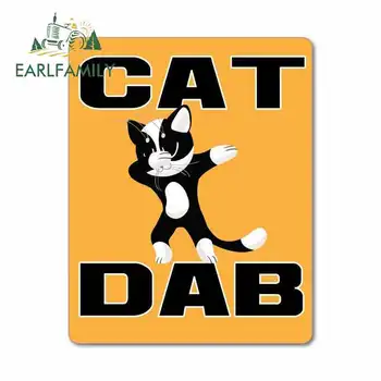 

EARLFAMILY 13cm x 10.4cm for Dab Cat Dabbing Funny Car Stickers Sign Cartoon RV VAN 3D DIY Bumper Trunk Truck Graphics Vinyl JDM