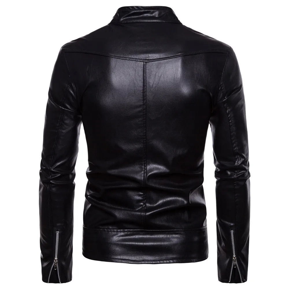 

2018 Autumn And Winter AliExpress New Style Europe And America Men Stand Collar Biker Leather Jacket Retro Embroidered Classic L