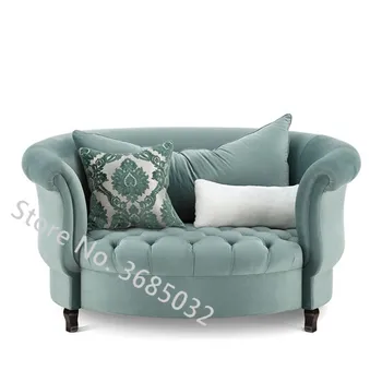 

Fashion Living Room Sofas American Round Cloth Modern Simple Living Room Mini Lazy Single Art Leisure Chair