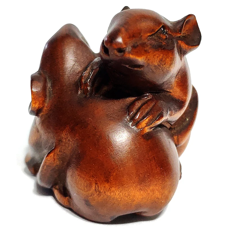 Mice Couple 2" Good Quality Hand Carved Boxwood Netsuke Details about   Y6554 