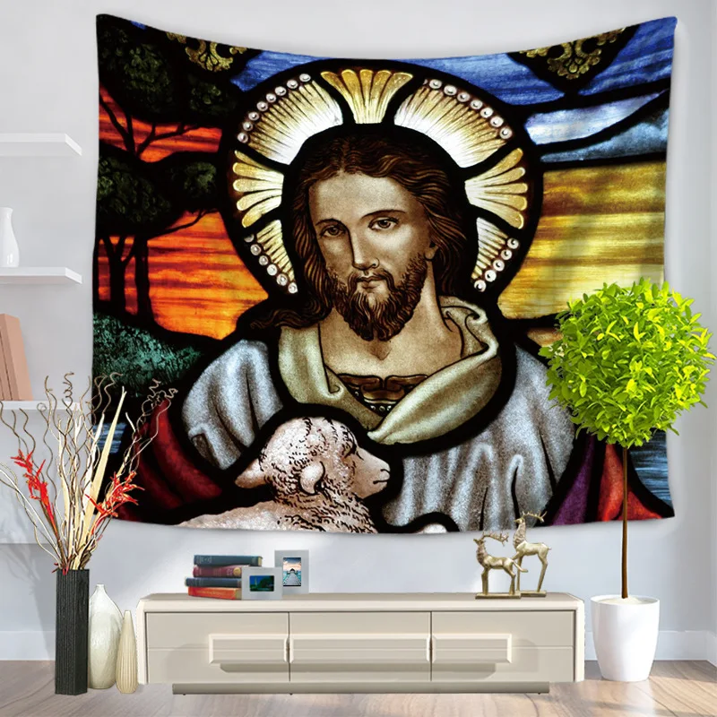 

Strength Tapestries Oil Painting Jesus Human Printed Decorative Tapestries Gt1101