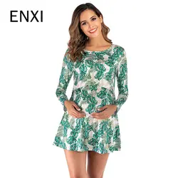 ENXI loveless платье для беременных с цветочным принтом, длинный рукав, халат для кормящих женщин, женское мини платье для кормления, модное