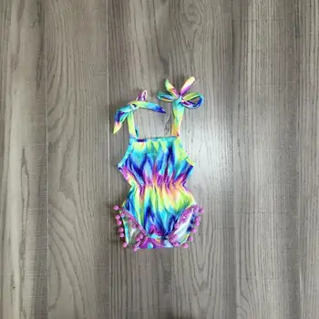 

baby girls clothes girl summer blue green romper baby kids toddler sling tie dye romper