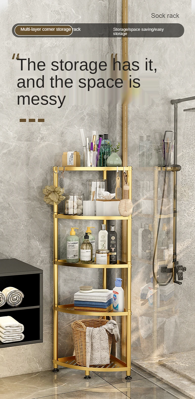 Description Picture 2 of itemBathroom Shelf Floor-Type Triangle Face Basin Shelf Bathroom Bathroom Toilet Accessories Complete Collection Storage Fantastic