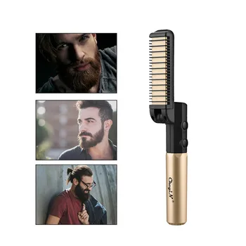 

Multifunctional Hair Comb Beard Straightener Foldable Men's Straightening Comb Wireless Vibration Styler Brush with Scissors 45