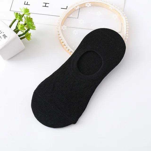 5 Pairs Of Ladies Silicone Non-slip Breathable Invisible Pure Cotton Solid Color Ankle Boots Socks Women Soft Slippers Socks 5Pairs