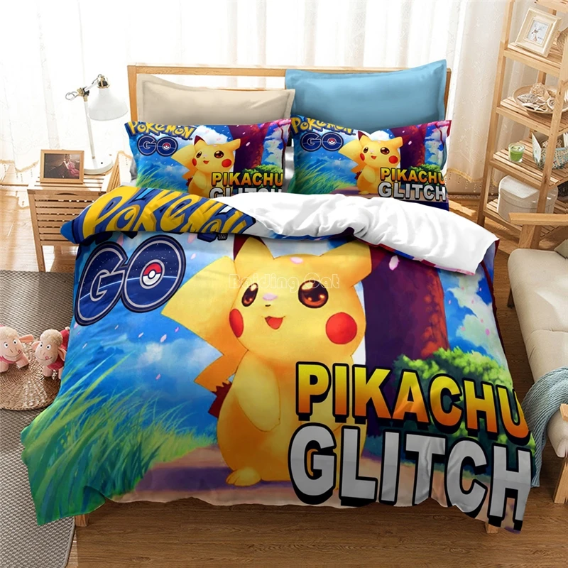 Cute Pokemon Children Bedding Set Bed Linen Cartoon Pikachu Duvet