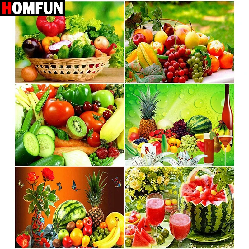 HOMFUN 5d Diamond Painting Full Square/Round &quotVegetable fruit landscape&quot Picture Of Rhinestone DIY Embroidery Home Decor | Дом и сад
