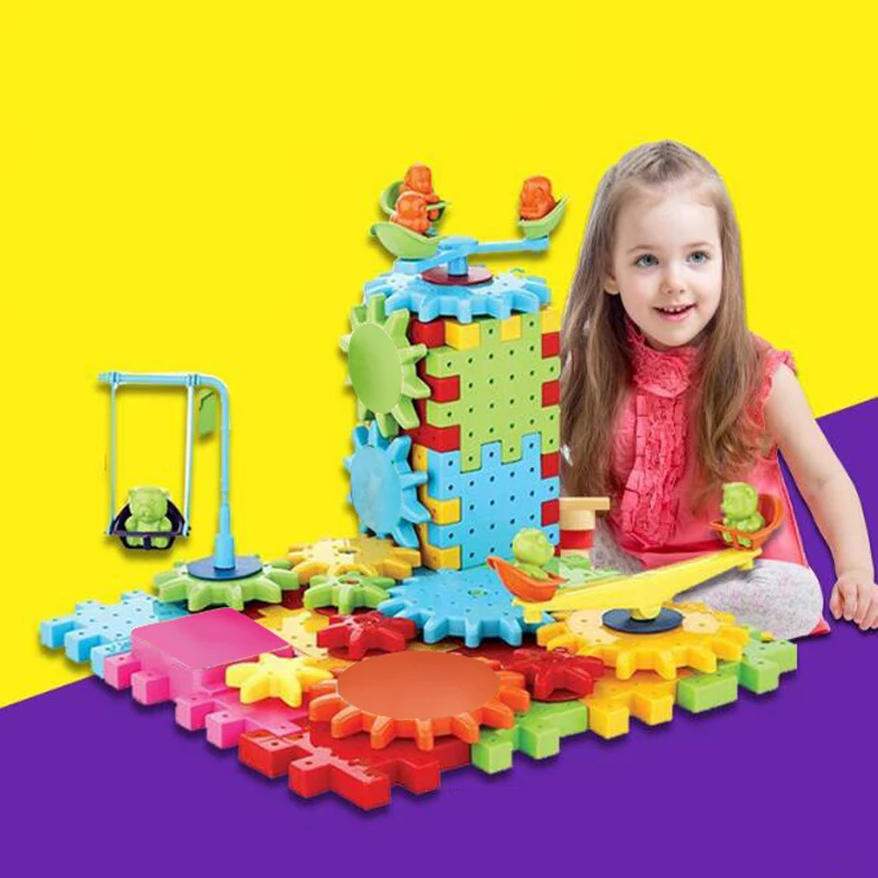 

82 Pcs/set DIY Building Blocks Plastic Multi-shape 3D Magic Gears Electric Educational Toys for Kids Children's Games Gifts 2019