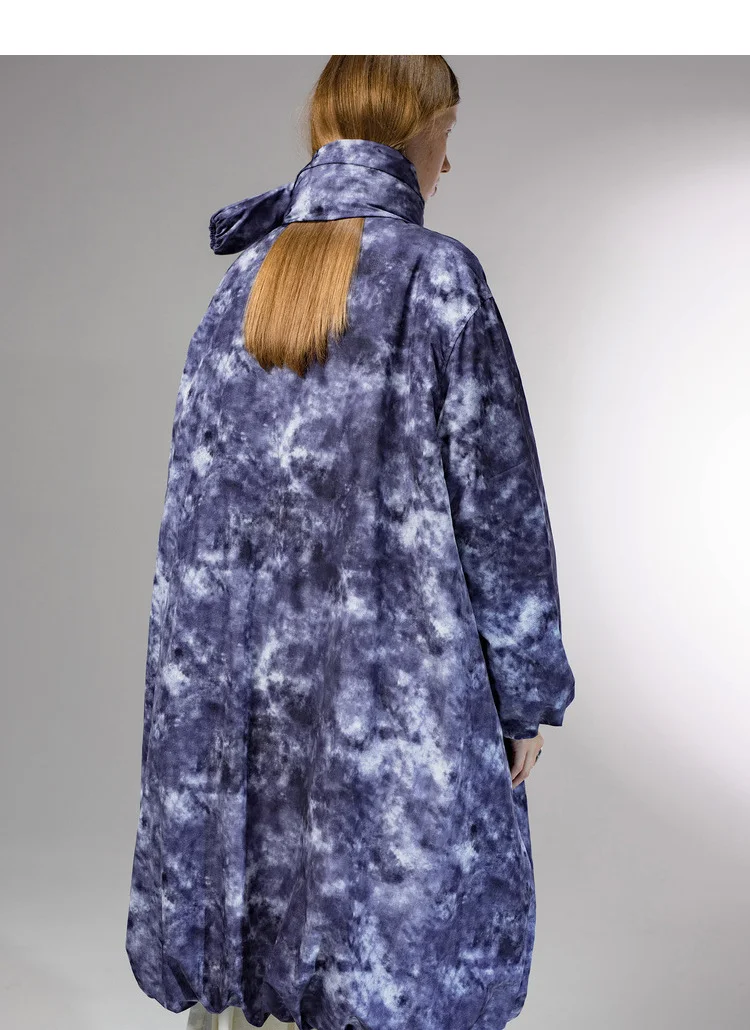[11,11] IRINACH105 зимняя новая коллекция tie dye ткань большой длинный женский белый пуховик с шарфом