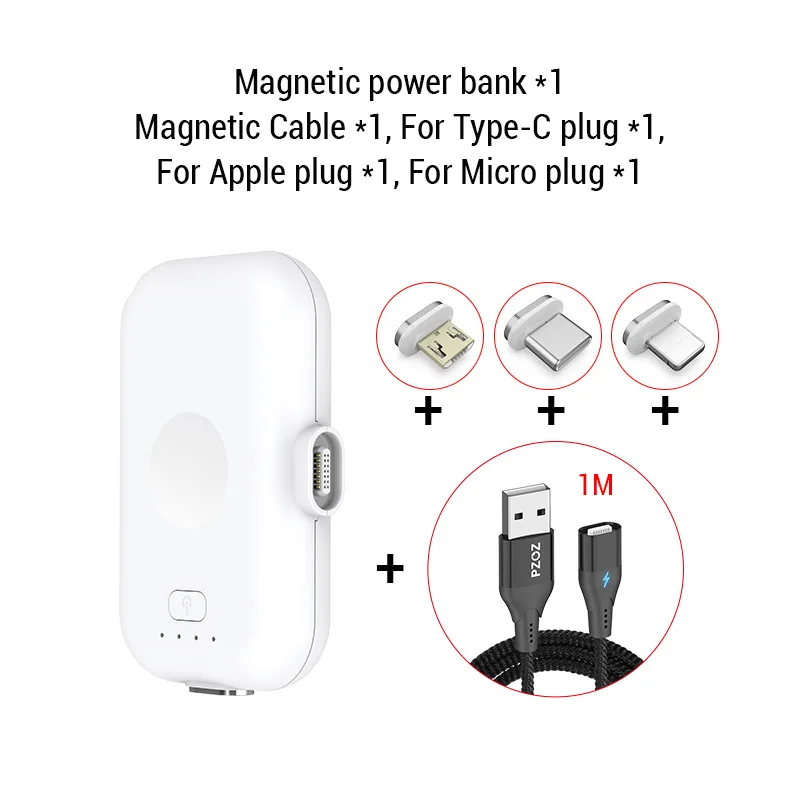 best powerbanks PZOZ Magnetic Power Bank For iPhone Micro USB Type C 1200mAh Mini Magnet Charger Power Bank For iPhone iPad Xiaomi Huawei Phone battery pack for phone Power Bank