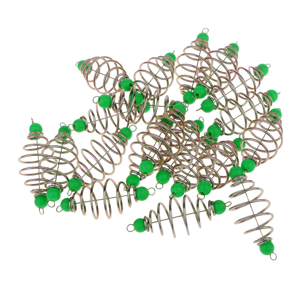 20pcs Spring/Coil Inline Fishing Feeders, Baits Cage Carp Fishing Tackle