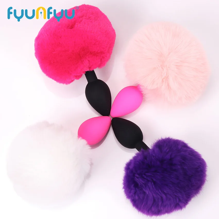 Nuevo conejo de cola de niña, juguete anal de gel de sílice de tamaño pequeño, juguetes sexuales para adultos peludos, productos sexuales impermeables y peludos._voghion.com