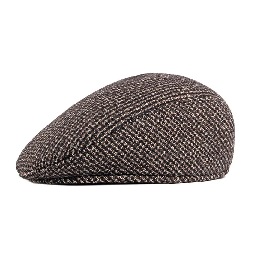JNKET Модный берет шапка Повседневная плоская шапка зимняя шляпа уличная шляпа с полями для путешествий Толстая Теплая мужская шапка Duckbill Кепка Casquette - Цвет: 58-60cm-Coffee
