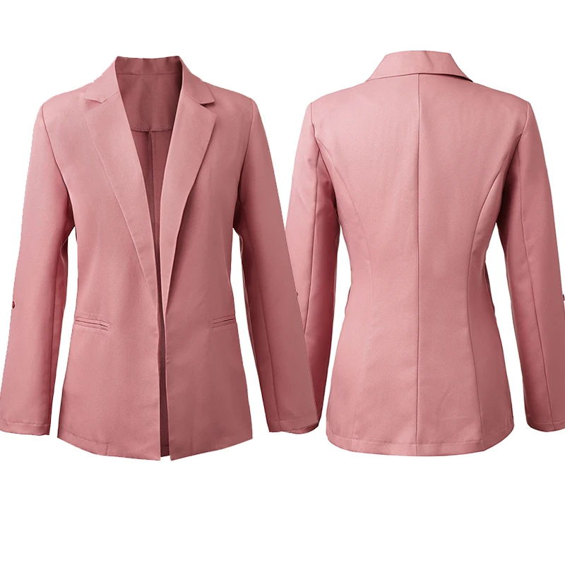 New Womens Elegant Blazer Women Long Sleeve Blazer Plus Size Suit Coat Black Gray Pink Ladies Office Work Business Outwear