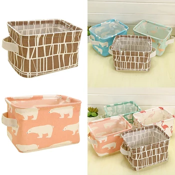 

1 Set Cartoon Toy Storage Box Cotton Linen Linen Waterproof Children Storage Basket Cosmetic Storage Bag Home Accessories Tools