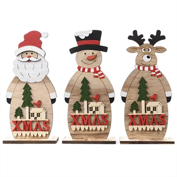 

XMAS Wooden Ornaments/Old Man Snowman Elk Wooden Ornament/Christmas Children Gift Toys/DIY House/Christmas Scene Decor