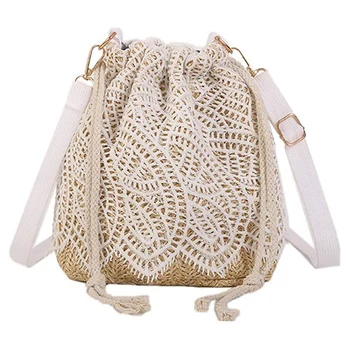 

Straw Bucket Bag Fashion Lace Lace Shoulder Bag Casual Handbag