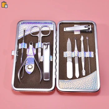 

Beautybigbang 9pcs Clipper Nipper Cutter Scissors Tweezers with Case Stainless Steel Manicure Kit Nail Manicure Set W09