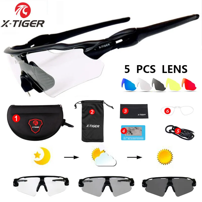 X-TIGER 25g сверхлегкие 5 линзы поляризованные велосипедные солнцезащитные очки для спорта на открытом воздухе велосипедные солнцезащитные очки - Цвет: Photochromic