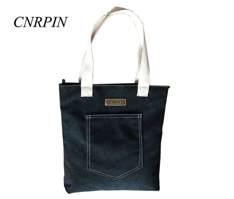 CNRPIN новые холщовые сумки модные дикие колледжа Ветер ручная сумка на плечо сумка для шоппинга - Цвет: Черный