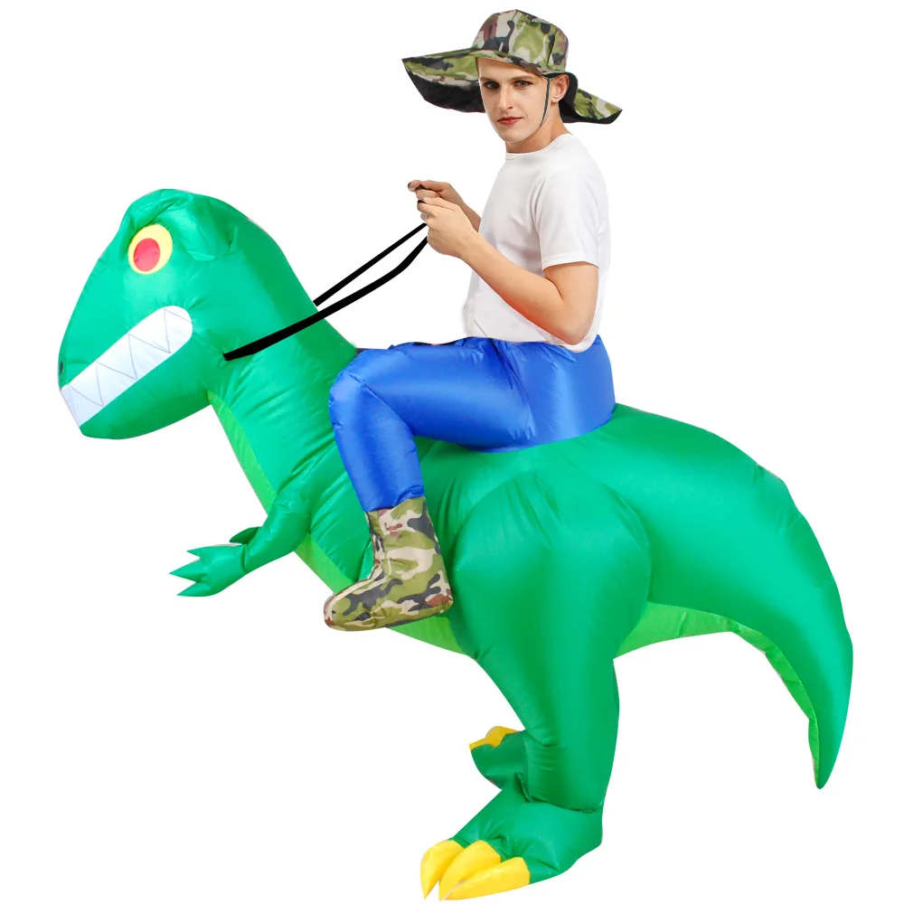 Костюм для езды, 2 размера, надувной динозавр, маскарадный костюм T-Rex, костюм для взрослых и детей на Хэллоуин, праздничный костюм дракона, тематический косплей с животными - Цвет: new trex