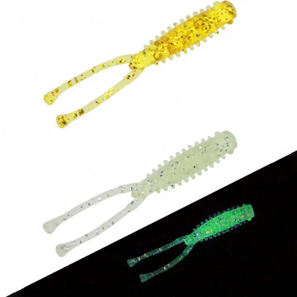 Fishing Soft Lures Rockfish 10pcs/lot 0.4g 42mm Twin Tail Artificial Wobbler Ocean Rock Silicone Shad Worm Bait