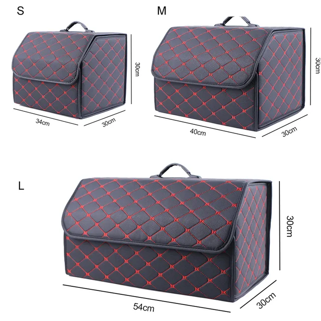 Car Trunk Organizer Box Large Capacity Auto Multiuse Tools Storage Bag Stowing Tidying Leather Folding For