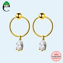 ElfoPlataSi 925 ювелирные изделия из настоящего стерлингового серебра женские модные круглые серьги-гвоздики в форме капли воды для женщин модные серебряные ювелирные изделия XY686