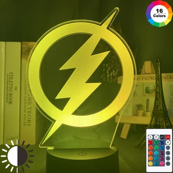 

3D Illusion Led Night Light Marvel The Flash Logo Kids Bedroom Nightlight Touch Sensor Colorful Bedside Table 3d Lamp for Child