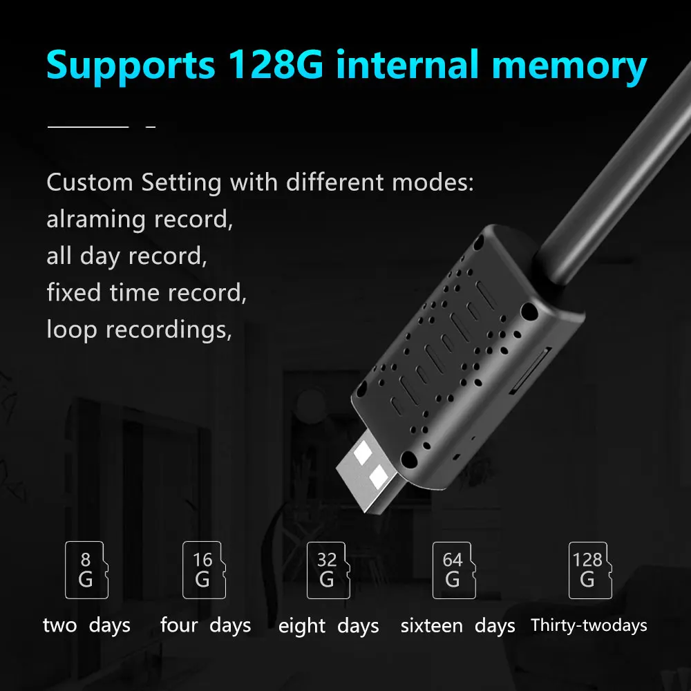 

U21 4K HD Smart Mini Wifi USB IP Camera AI Human Real-time Detection Surveillance Camera Loop Recording Motion Detection Wifi Ca