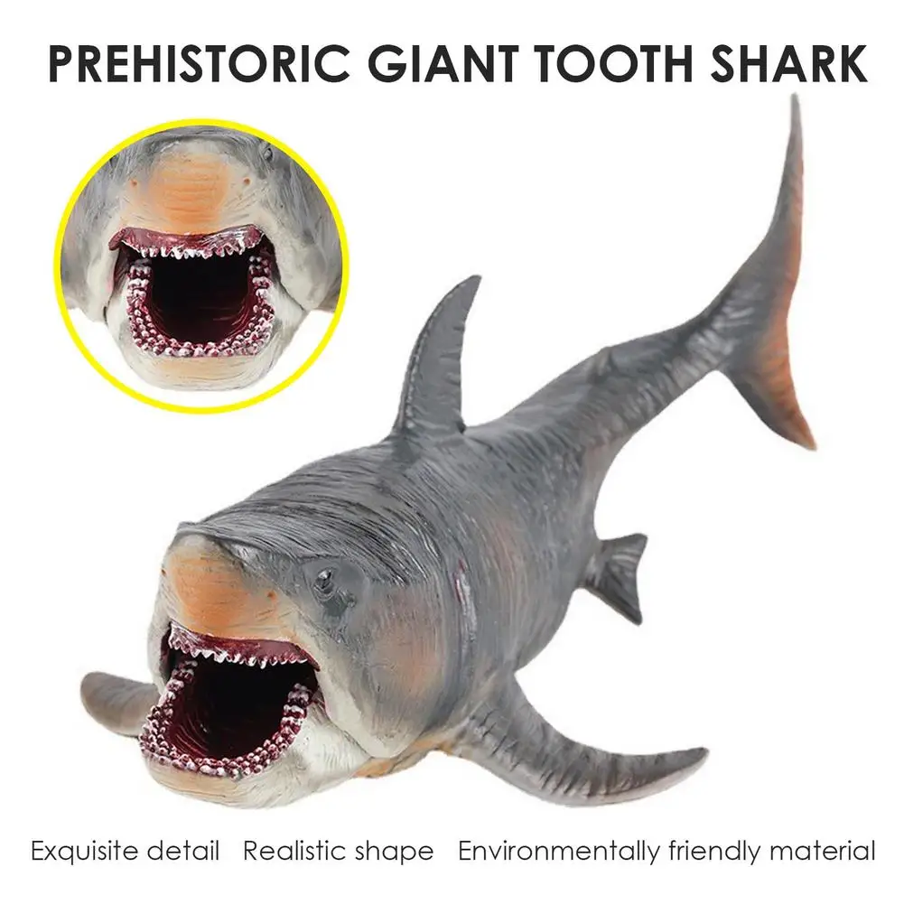 Bite Megalodon Figure With Movable Jaw Sea Lifes Megalodon Action Figure Ocean Animals Big Shark Fish Model ABS Collection Toy