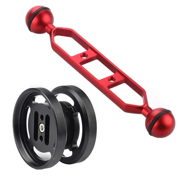 

Aluminum Underwater M67 Double Lens Mount Base Holder w 5/7/9inch Ball Head Arm for Macro Wide Angle Lens to Diving Float Arm