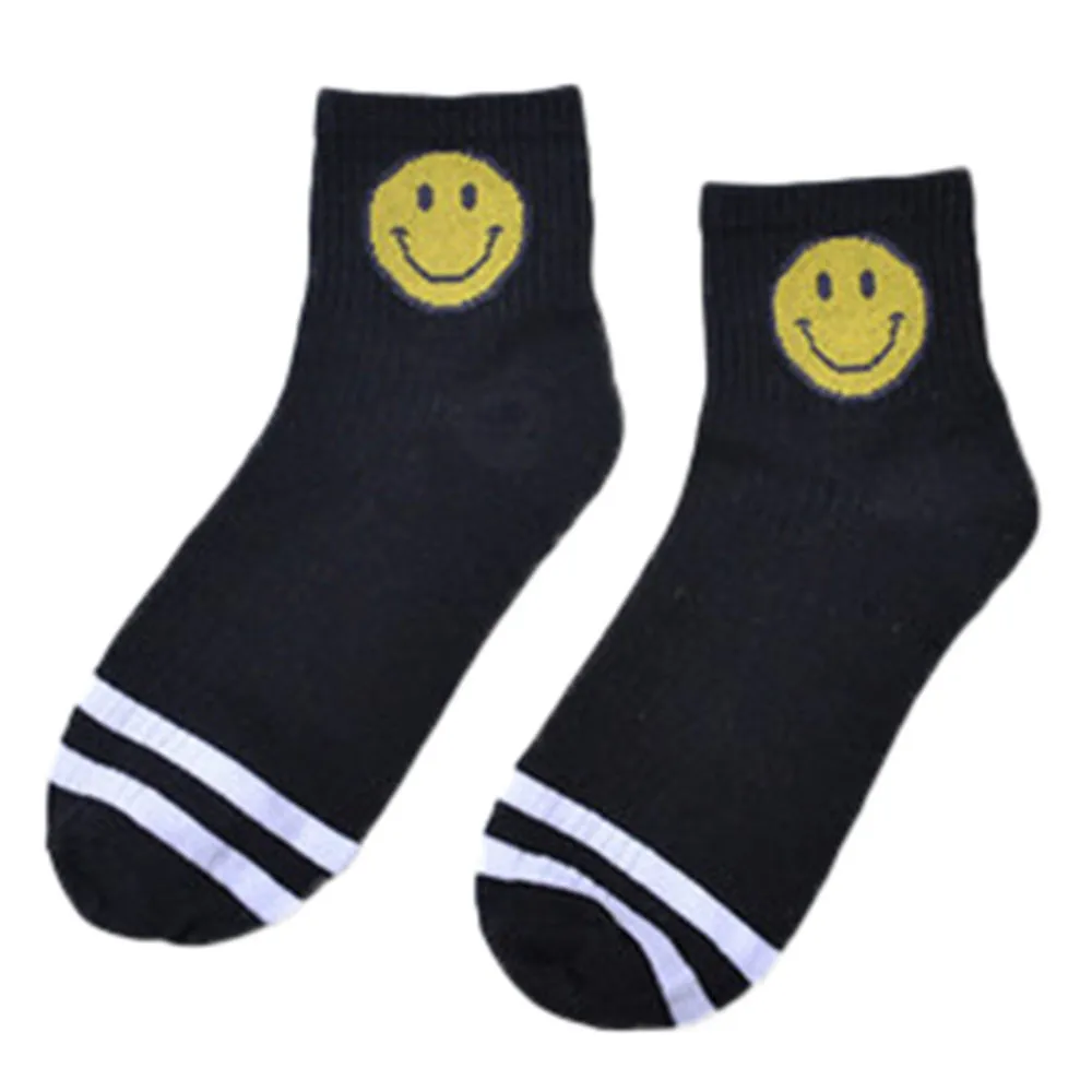 Smiley short tube striped socks comfortable breathable casual slippers socks quality autumn winter men women daily