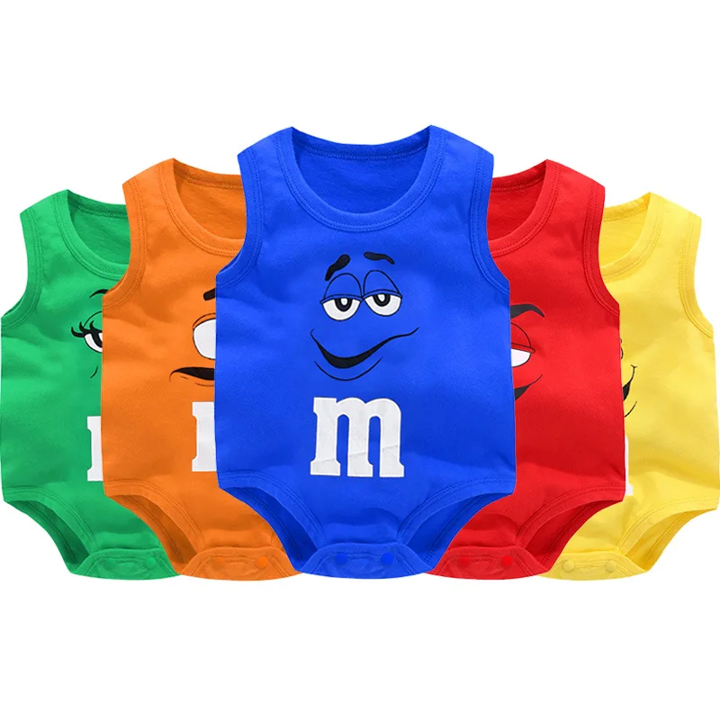 NEW BABY BOY GIRL SUMMER FUNNY M BEANS ROMPER NEWBORN TODDLE BABYGROWS PLAYSUITS 