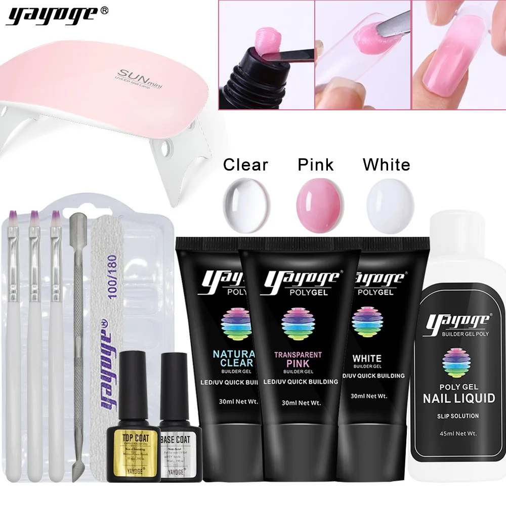 

Yayoge 30ml Poly Nail Gel Set Acrylic Gel Builder Poly UV Gel Kit Tips Enhancement Quick Extension Nail Art Set Drop Shipping