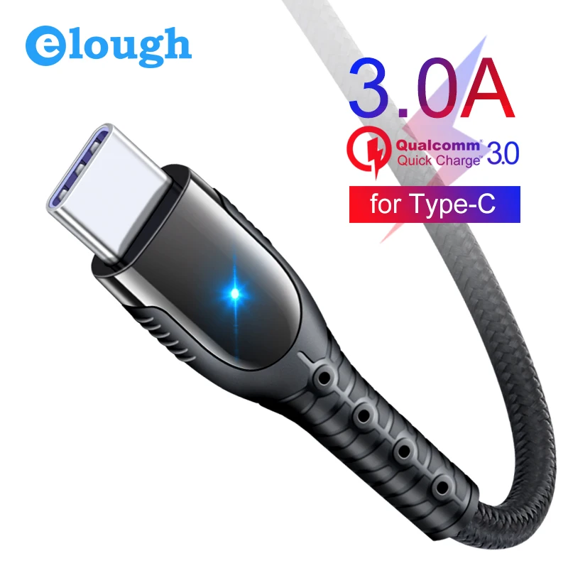 

Elough USB Type C Cable Fast Charging samsung Quick charge 4.0 Data Cable for Samsung Galaxy S9 Plus Mobile Phone Charger Cable
