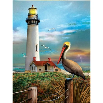 

5D diamond painting Lighthouse landscape DIY full drill square/round 3d cross stitch kit mosaic rhinestones embroidery icon