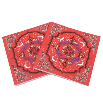 

Ramadan Kareem Paper Napkin With Lamp Print Islamic Month For Muslim Eid Al-Fitr(Type-6)