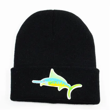 

Fish animal embroidery Cotton Thicken knitted hat winter warm hat Skullies cap beanie hat for kid men and women 320