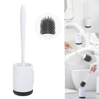 

Silicone Toilet Brush With Bracket Set Plastic Toilet Brush Wall-Mounted Floor-Standing Bathroom Toilet Cleaning Brush Tools