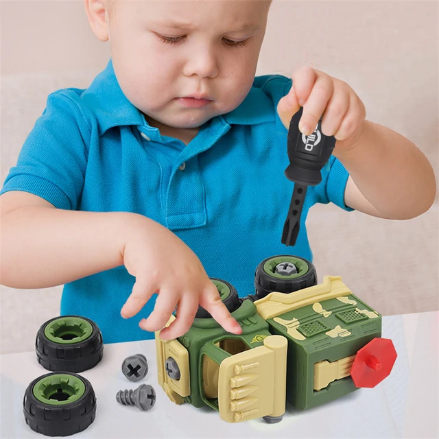 DIY Hand Assembled Car Toys Pull Back Military Vehicle Mini Models Motorcycle Tank Toy Detachable Kids Educational Puzzle Toys 2
